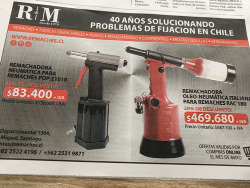 Los reyes del remache en Chile / Hoy en la edición  El constructor del diario La Cuarta.